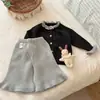 Conjunto de Suéter para Niña 2026 Otoño Nuevo Dulce Conjunto de Dos Piezas para Niñas Pequeñas con Tejido de Encaje Atuendo de Moda