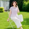 Roupa de Verão para Mãe de Meia-Idade, Conjunto Elegante, Blusa Estilosa, Roupa de Verão para Mulheres de Meia-Idade e Idosas, Top que Rejuvenesce, Caimento Solto