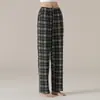 Calça de Casa de Algodão Feminina Estampada Xadrez Solta plus size Verão Fina de Algodão Confortável Calça Feminina Simples Calça de Pijama