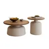 Mesa de centro de apartamento color crema, mesa de centro para sala de estar, tamaño pequeño, minimalista, moderna, hierro forjado, redonda, estilo martini, adecuada para uso doméstico y casas de huéspedes