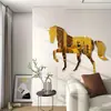 Pegatina de pared de espejo acrílico con silueta de caballo geométrico transfronterizo autoadhesiva decoración de pared de fondo para sala de estar, entrada, comedor
