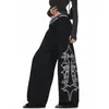 Fabricante Original Retro Americano Verão Padrão Cruzado Cintura Dupla Calça de Moletom Design Unissex Calças Retas Largas