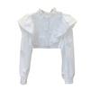 [99 Yuan por 3 Peças] Nova Roupa Feminina Outono 2026 com Babados, Doce e Fofa, Estilo Curto que Rejuvenesce, Camisa de Manga Longa Cor Sólida