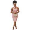 X5996 Transfronterizo AliExpress Amazon Moda Europea y Americana Vestido de Color Sólido con Cuello Envolvente sin Mangas y sin Tirantes para Mujer