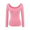 Camiseta de Estilo Puro Deseo con Cuello Grande en U para Mujer, Manga Siete Estilo Chica Picante, Otoño, Ajustada, Adelgazante, Estilo Básico, Capa Base, Top Sexy