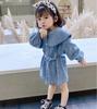 Atacado de Roupas Infantis Transfronteiriças Vestido de Menina Primavera e Outono Novo Vestido Jeans Infantil Moda Gola Grande Saia com Cinto
