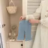 Jeans de otoño para niñas estilo coreano con ribete de encaje y perlas, pantalones largos ligeramente acampanados para bebés, elegantes pantalones elásticos para bebés y niños pequeños