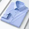 Camisa masculina de manga longa transfronteiriça, vestimenta executiva plus size, top de fibra de bambu sem ferro e anti-rugas, camisa masculina para usar sob um terno