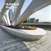 Banco Assento Irregular Curvo Personalizado em Terrazzo para Base de Árvore com Floreira Assento para Canteiro de Flores em Rua Comercial Banco de Pedra Paisagística GRC para Exterior