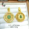 Colgante con Hebilla de Paz en Forma de Calabaza Chapado en Oro con Diamantes, Hebilla de Loto de Latón, Adorno de Jade, Cadena Versátil para Suéter Estilo Chino Nuevo, Lujo Ligero