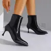 Botas Femininas Elegantes Casuais de Salto Alto, Botas de Couro Bico Fino, Sapatos Femininos para Exportação - Nova Moda Outono/Inverno 2026