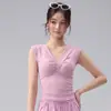 Conjunto de Yoga sin Mangas con Cuello en V Retorcido para Mujer, Corte Entallado que Adelgaza con Cintura Fruncida, Adecuado para Fitness, Running, Entrenamiento y Yoga Deportivo