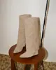 Botas de Perna de Calça de Veludo Plus de Alta Qualidade Femininas 2026 Estilo Quente de Inverno Salto Anabela Bico Fino Emagrecimento Pelo Branco Quente Botas Longas