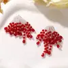Franja Festiva de Ano Novo Cristal Vermelho com Contas Fogos de Artifício DIY Brincos Feitos à Mão Grampo de Cabelo Broche Patch de Franja para Roupas