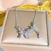Producto Derivado Más Vendido: Collar de Acero de Titanio con Flor Completa de Circonita Diamantada Grande para Mujer, Deslumbrante y Lujoso, Cadena Clavicular de Lujo Ligero