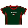 2026 Verano Patrón Bandera Nacional Femenina Bordado Ajuste Delgado Manga Corta Camiseta de la Copa del Mundo para Mujer Camiseta para Mujer Transfronteriza Amazon