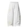 Pantalones holgados de pierna ancha y corte curvo para hombre, pants deportivos de corte holgado con diseño de botones coloridos y bordado de aplicación de estrella de cinco puntas, pantalones largos casuales