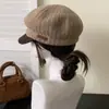 Boina tejida de estilo británico vintage para mujer, de alta calidad, moderna, versátil gorra de plato, circunferencia de cabeza grande, sombrero artístico de pintor
