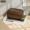 Caixa de Lenços Estilo Medieval com Textura de Madeira Sala de Estar Luxo Acessível de Alto Padrão Caixa de Lenços de Alto Padrão Desktop Doméstico Caixa de Armazenamento para Lenços de Papel
