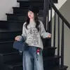 Camiseta de Manga Longa Estilo Americano para Crianças Falsa Duas Peças Camada Base Engrossada Outono/Inverno 2026 Jeans de Veludo Integrado para Estudantes