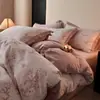Estilo Outono e Inverno Conjunto de Roupa de Cama de Quatro Peças Espesso Escovado 100% Algodão Toque de Luxo Capa de Edredom Floral Pura de Algodão Lençol Conjunto de Três Peças para Dormitório Estudantil