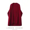 Cárdigan Francés Batwing 100% Lana Pura para Mujer Cubierta Holgada Ropa Exterior Adelgazante Versátil para Primavera y Otoño Ropa de Punto Elegante