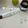 Brincos Estilo INS Dongdaemun Coreano Prata Esterlina S925 Camada Dupla Escovado Zircônia Coração Studs Elegantes e Temperamentais para Mulheres