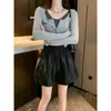 2026 Tallas Grandes Chicas Gorditas Otoño/Invierno Nuevos Pantalones de Cuero PU Negros de Cintura Alta, Pierna Ancha Acampanada que Favorecen el Cuerpo con Forma de Pera