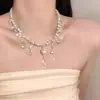 Collar de Borlas de Perlas Antiguas de Alta Gama para Mujer, Collar de Perlas, Colgante de Perlas, Cadena para Clavícula con Diseño de Nicho