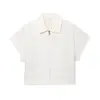 Comércio Exterior Transfronteiriço Roupas Femininas Verão 2025 Estilo Europeu e Americano Gola Lapela Manga Curta Jaqueta Curta Decorada com Zíper Uniforme de Baseball para Mulheres L58044