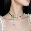Estilo Pastoral Fresco Novedades Primavera y Verano Collar de Flores Verdes con Cuentas Diseño de Nicho Moda Simple Collar de Lujo Ligero