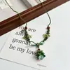 Nuevo Collar Colgante de Árbol de Navidad Pendientes para Mujer, Accesorios de Estilo Dulce y Lindo de Alta Gama Navideños, Joyería de Cadena para Suéter