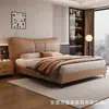 Cama Moderna Minimalista de Cuero, Cama Matrimonial para Dormitorio Principal, Cama Individual para Dormitorio de Invitados, Cama de Cuero con Almacenamiento de Alta Caja por Presión de Aire