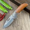 Cuchillo Plegable Damasco Forjado Transfronterizo Multifuncional Portátil Cuchillo Plegable Camping al Aire Libre Mano Carne Cuchillo Afilado