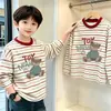 Camiseta base de rayas para niño, de algodón puro, manga larga, estilo nuevo para primavera y otoño