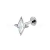 Pendientes de Tachuela de Estrella de Cuatro Puntas con Circonita Rombo Incrustado de Aleación de Titanio f136 Rosca Interna de Titanio g23 Rosca 0.9 Cabezal de Joyería Labret Studs para Oreja
