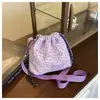 2025 Nova Bolsa Saco Plissada Floral de Grande Capacidade Estilo Coreano Feminina para o Dia a Dia Ombro Transversal Saco Balde
