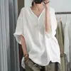 Europeu e Americano Transfronteiriço Verão Nova Chegada Amazon Moda Temperamento Roupas Femininas Manga Curta Tamanho Grande Solto Algodão Linho Top Feminino