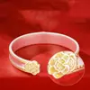 Pulsera de Plata Flor de Peonía Pulsera de Plata Esterlina Pulsera para Mujer Fútbol Plata 9999 Apertura Método Antiguo Pulsera Sólida de Oro y Plata Trazada para Entrega