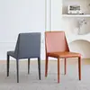 Cadeira de Jantar em Couro de Sela Casa Moderna Simples Italiana Leve Luxo Restaurante Cadeira Nórdica Minimalista Mesa de Jantar Cadeira Encosto Banco