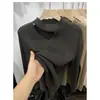 Suéter Feminino Gola Alta Canelado Slim Fit com Design Vazado, Novo Estilo Outono/Inverno 2026 Top Base