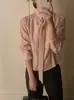 Blusa de Temperamento Chic Coreano con Escote en V y Cinta para Mujer 2026 Nuevo Principio de Otoño Holgada Adelgazante Top Francés para Mujer 17633