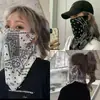 Mascarilla de Protección Solar Nueva de Verano para Hombres y Mujeres Hip-Hop Flor de Anacardo Moda Manga de Ciclismo Anti-UV Colgante en la Oreja Velillo de Seda Helada