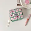 Bolsa de Maquiagem Pequena Xadrez Cereja Estilo Coreano, Bolsa de Batom de Aparência Sofisticada, Bolsa para Armazenamento de Absorventes, Bolsa de Armazenamento para Mesa, Bolsa Quadrada Pequena