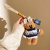Pingente de Urso Feijão Fofo Bolsa de Tricô de Inverno Pingente de Boneca de Pelúcia Desenho Animado Presente