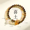 Pulseira Cinco Elementos para Mulheres, Pulseira de Contas de Cristal Branco Natural, Alto Padrão de Luxo Leve, Joias de Nicho Estilo Chinês Novo