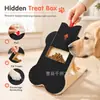 Caja de snacks retráctil de madera, rascador para perros de madera maciza, tabla de reparación de uñas con forma de pata, raspador de uñas para mascotas, plegable