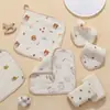Toalla facial de colgar para niños crepé toalla babero para bebé toalla de lavado para baño de bebé toalla cuadrada de gasa de cuatro capas