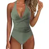 Comercio Exterior Europeo y Americano Transfronterizo Bikini Ajustado Traje de Baño de una Pieza para Mujer Espalda Descubierta Sexy de Tirantes Bloque de Color Traje de Baño Amazon para Mujer