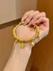 Pulsera de la Fortuna Tradicional Plateada con Exquisito Diseño de Nuevo Estilo Chino, Torre de los Deseos, Amuleto de Flor de Durazno, Pulsera DIY para Mujeres